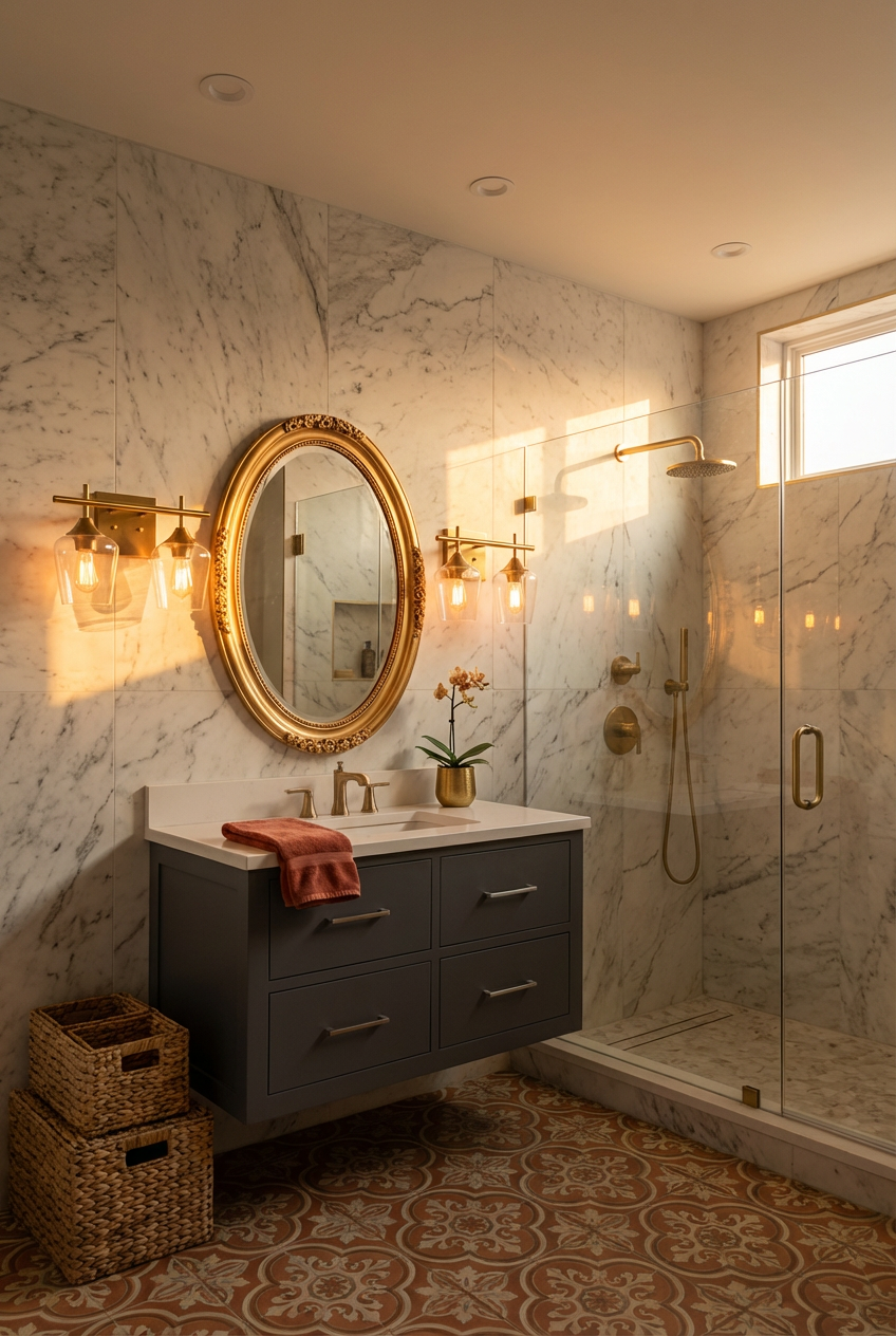 Luxury Small Bathroom with Marble Accents