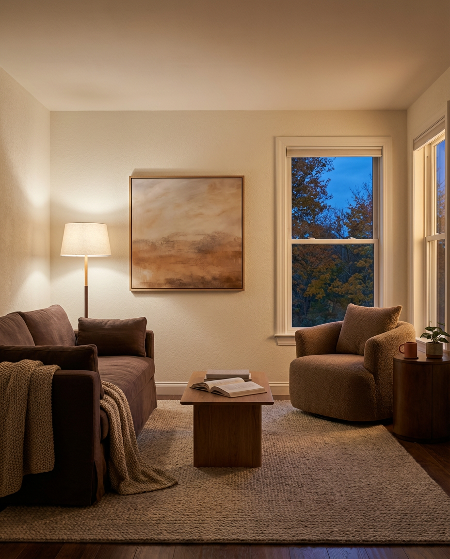 Earthy Brown Haven with Textured Walls