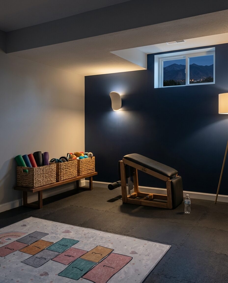 DIY Budget-Friendly Basement Home Gym & Play Area