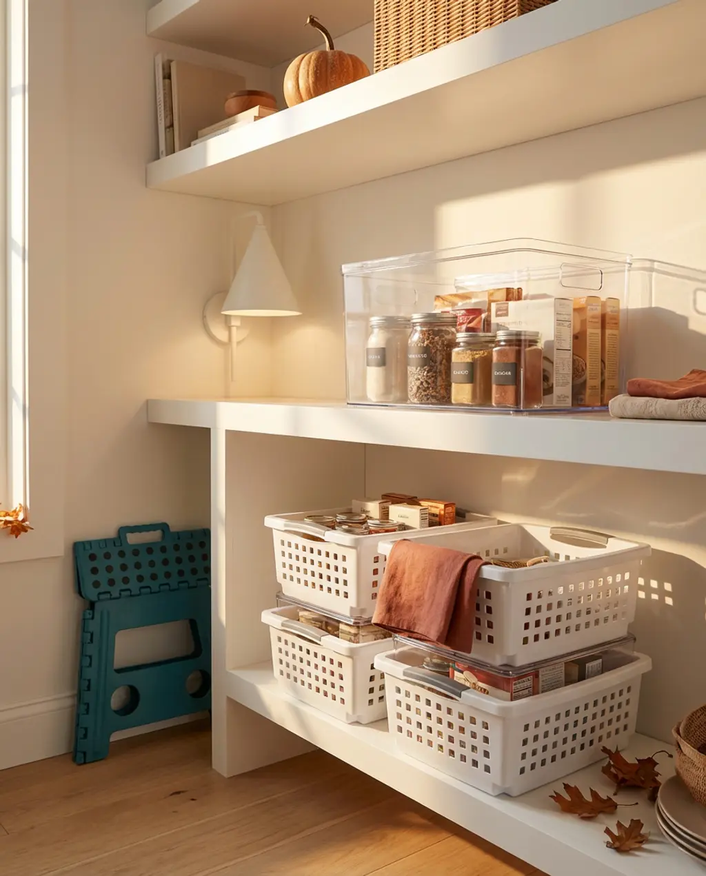 Bright White Pantry with Deep Adjustable Shelves