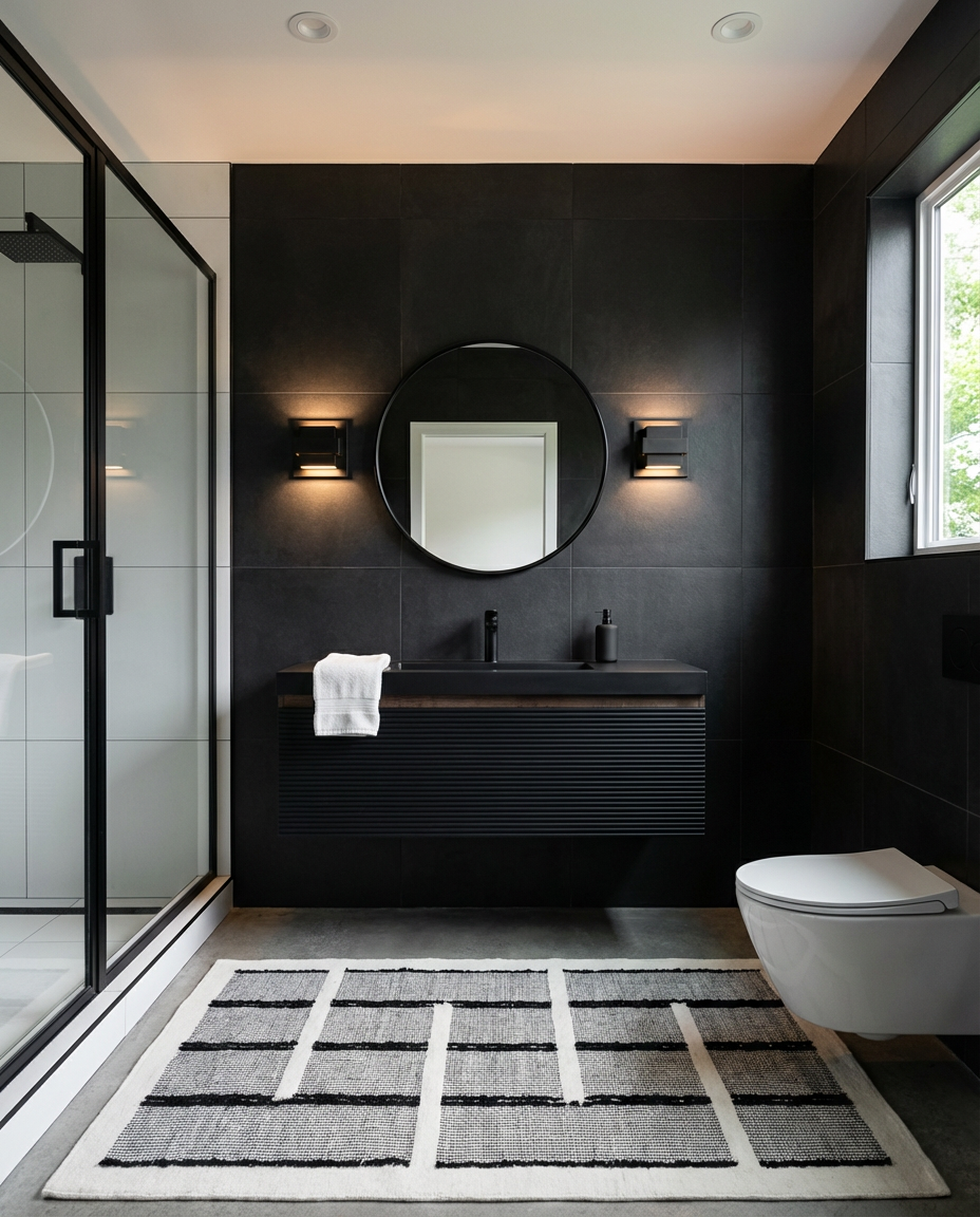 Bold Black and White Modern Bathroom
