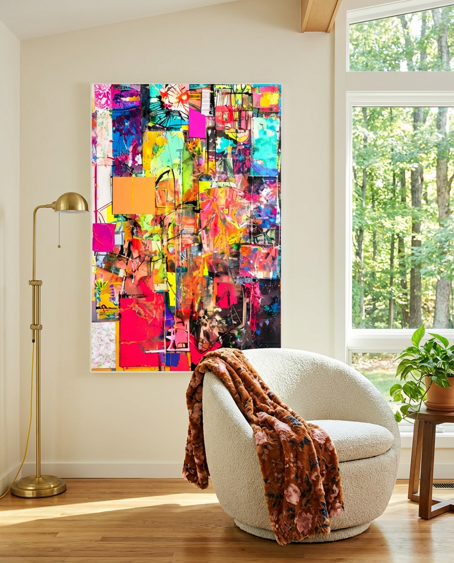 Eclectic Mixed Media Wall Art Display