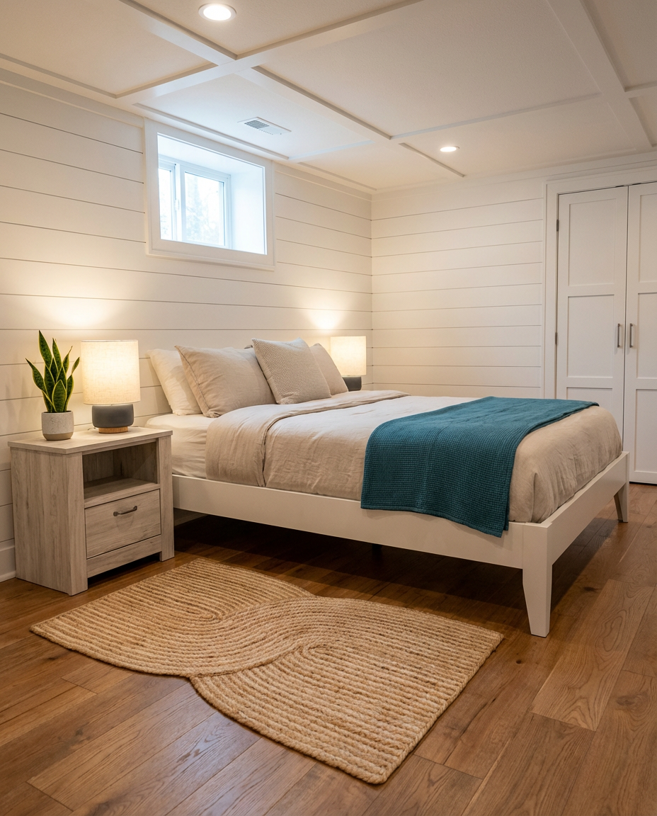 DIY Basement Guest Suite with Built-in Wardrobe