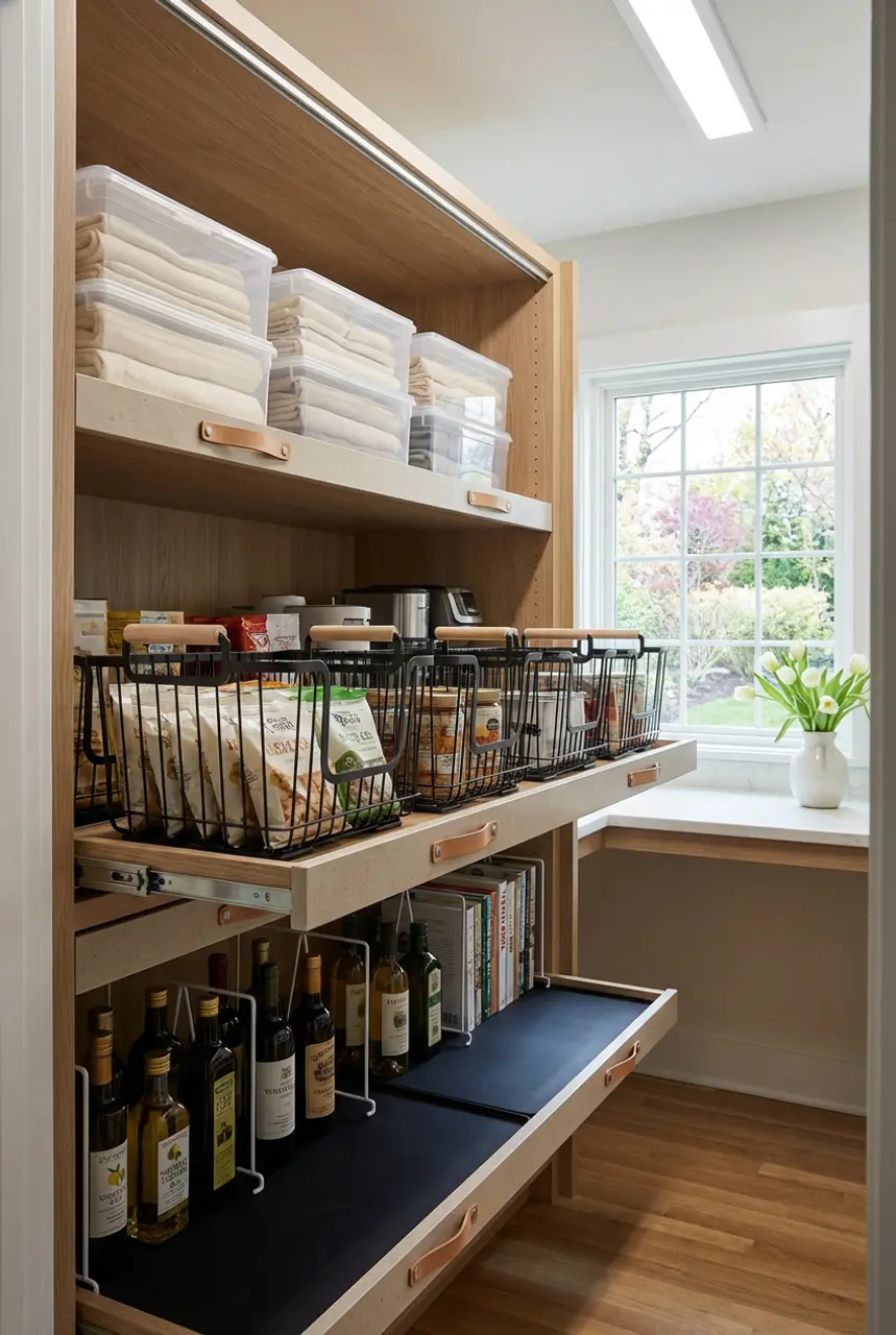 Deep Pantry Organization with Sliding Shelves