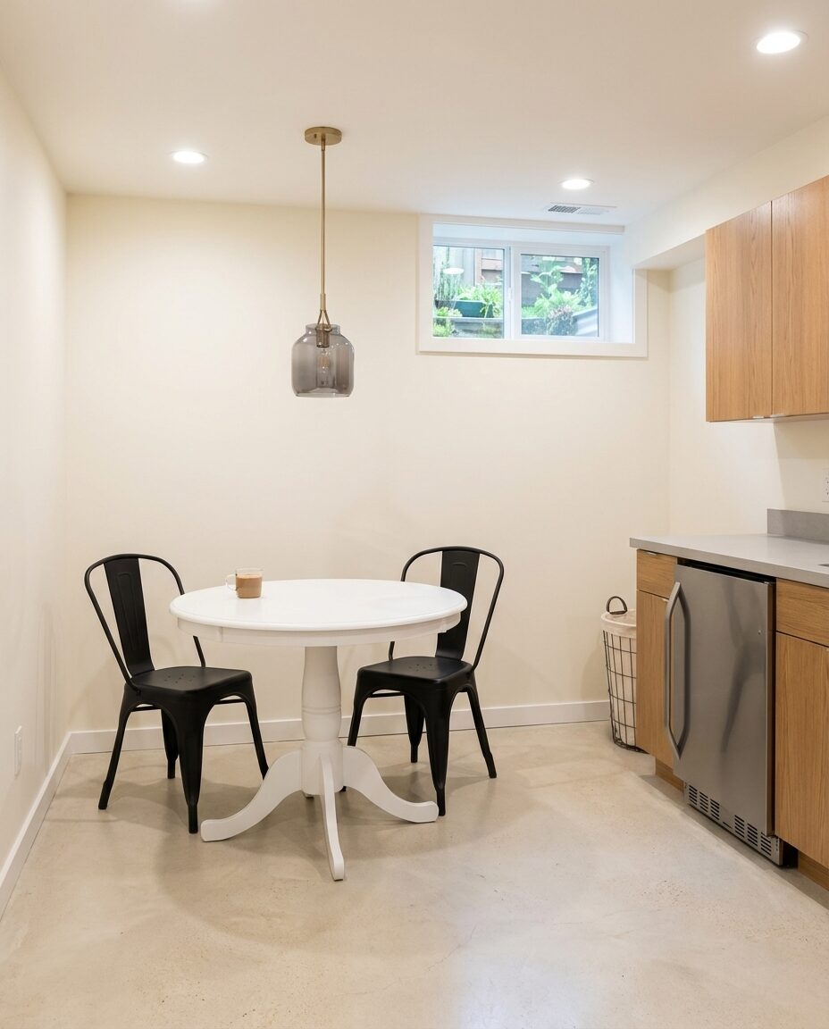 Small Basement Apartment with Compact Kitchenette