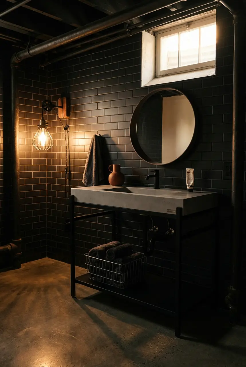 DIY Basement Bathroom with Industrial Touches