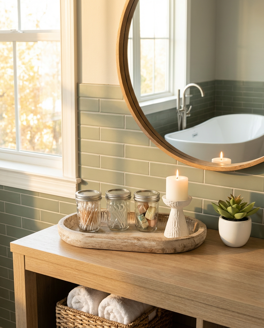 Modern Farmhouse Countertop Organization with Mason Jars