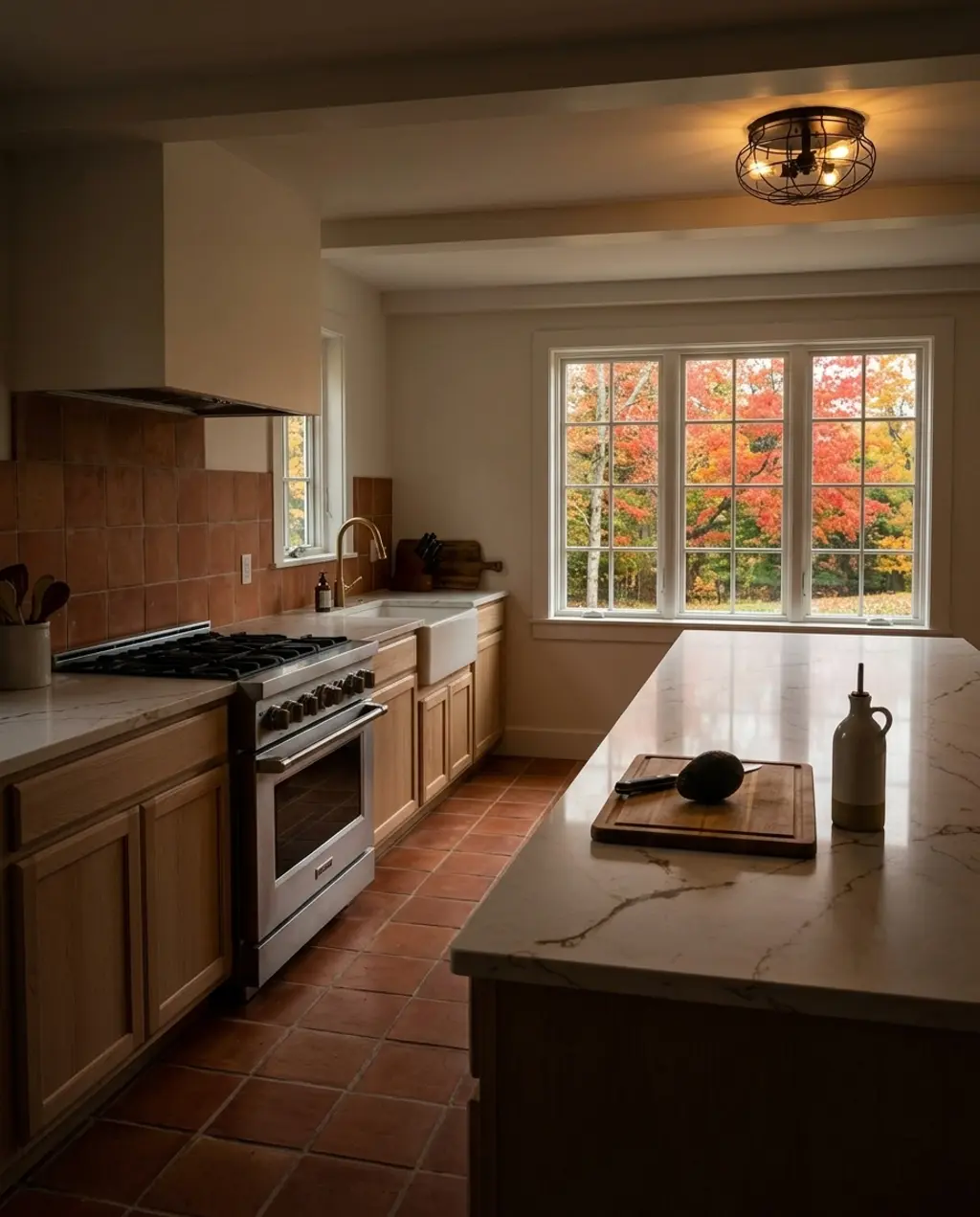 Warm Earth-Tone Kitchen with Terracotta Tile Details