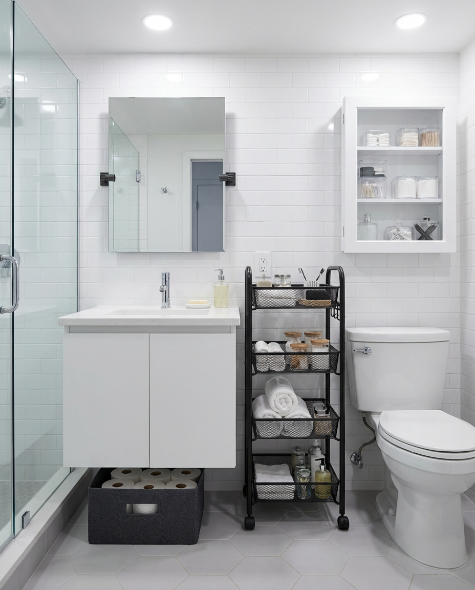 Compact Storage for Tiny Apartment Bathrooms