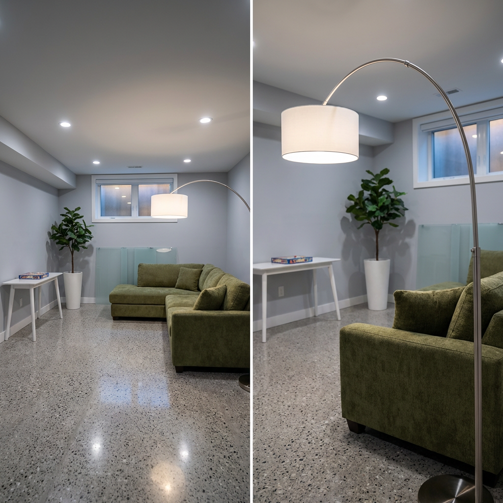 Versatile Basement Layout with Movable Partitions