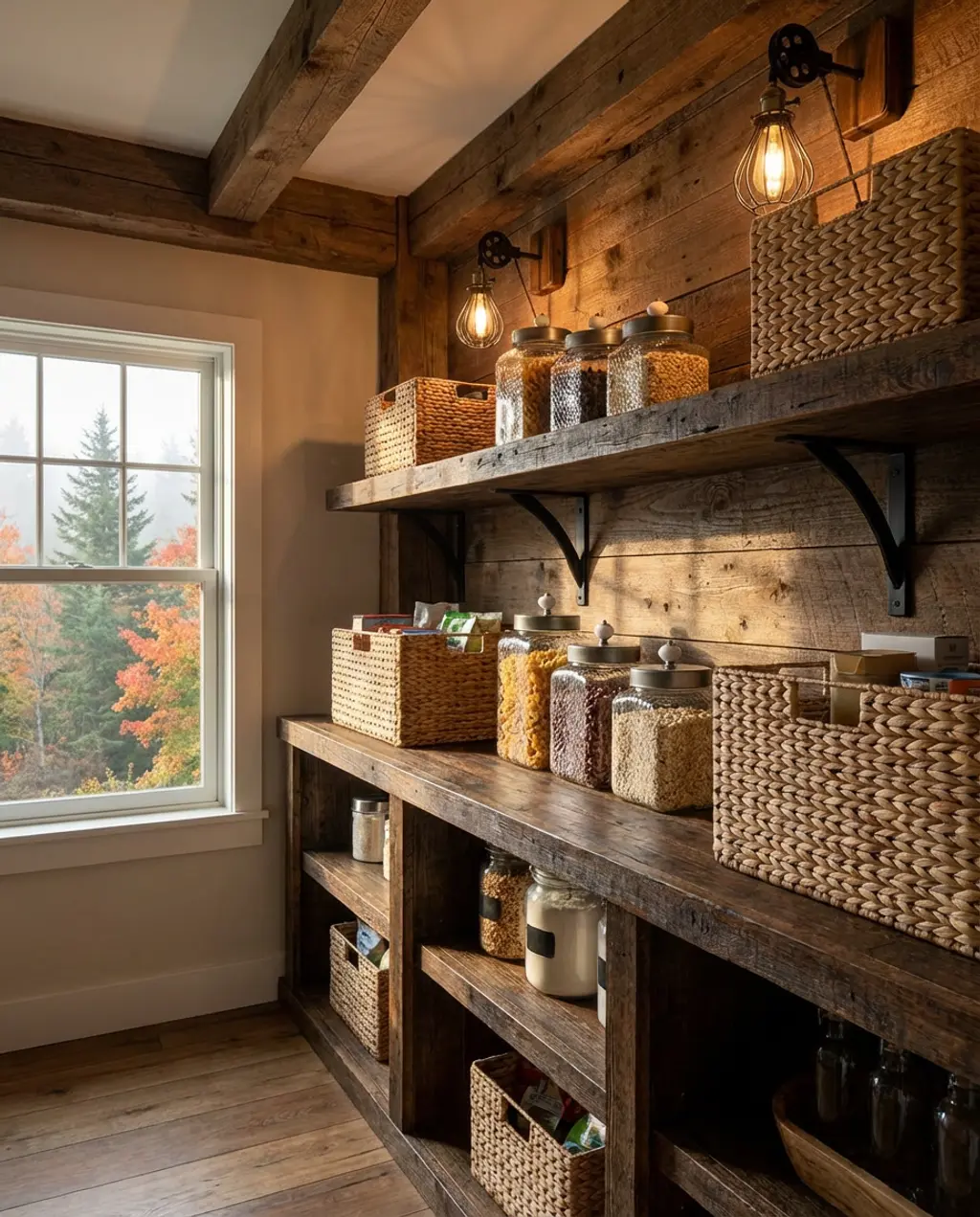 DIY Pantry Shelving with Rustic Wood Planks