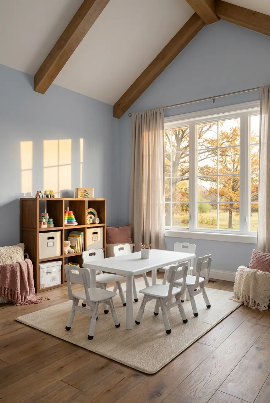 Bright Basement Playroom with Creative Storage Solutions