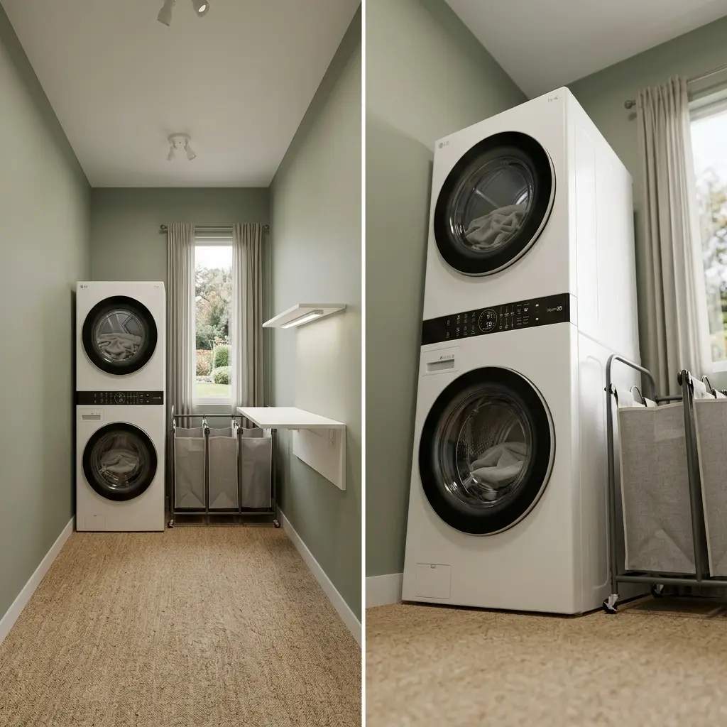 Compact Laundry with Folding Table Integration