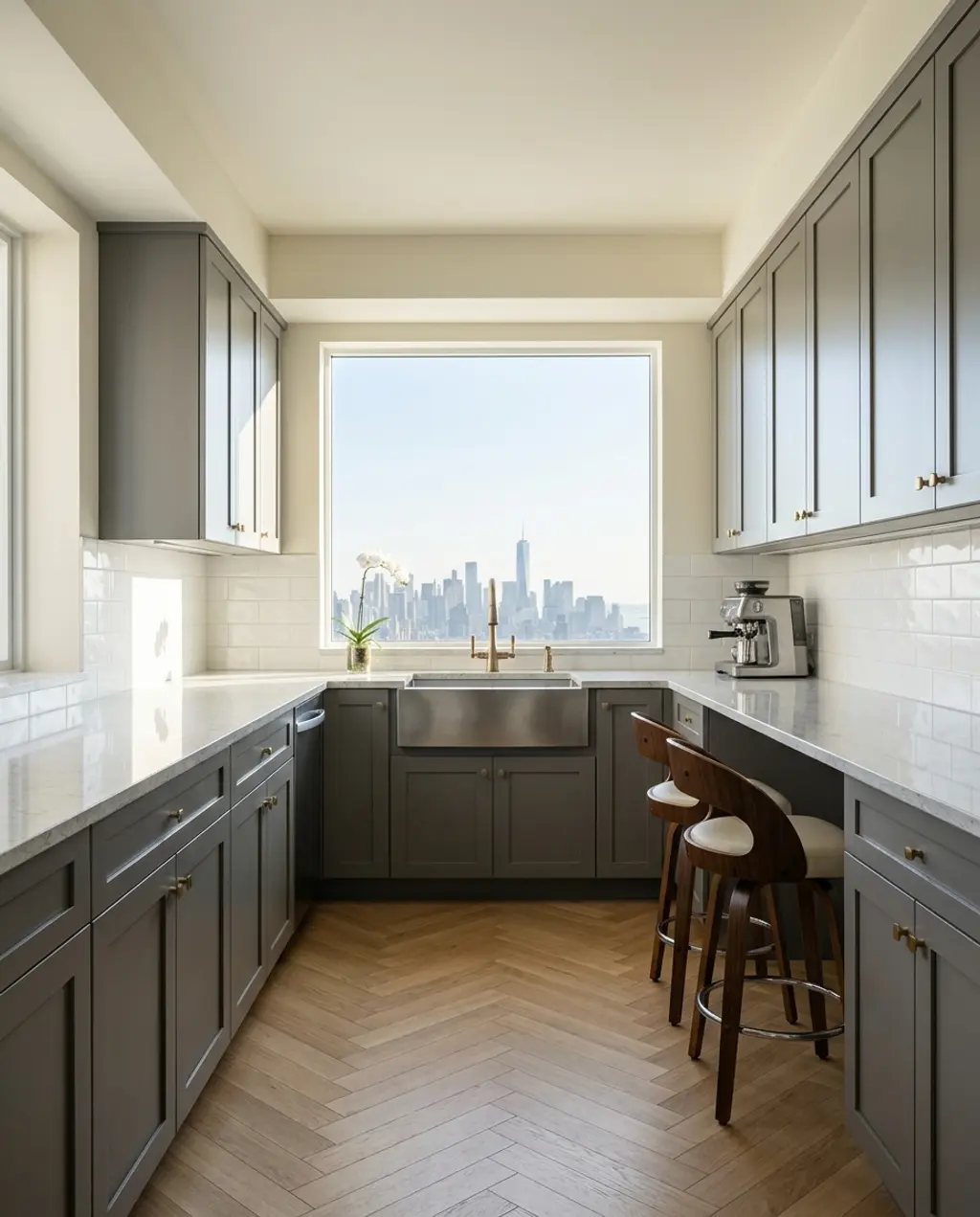 Transitional Galley Kitchen with Classic Shaker Cabinets — Luxury Version
