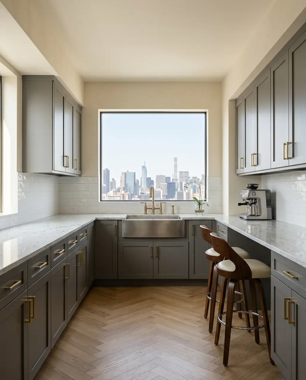 Transitional Galley Kitchen with Classic Shaker Cabinets — Budget Version
