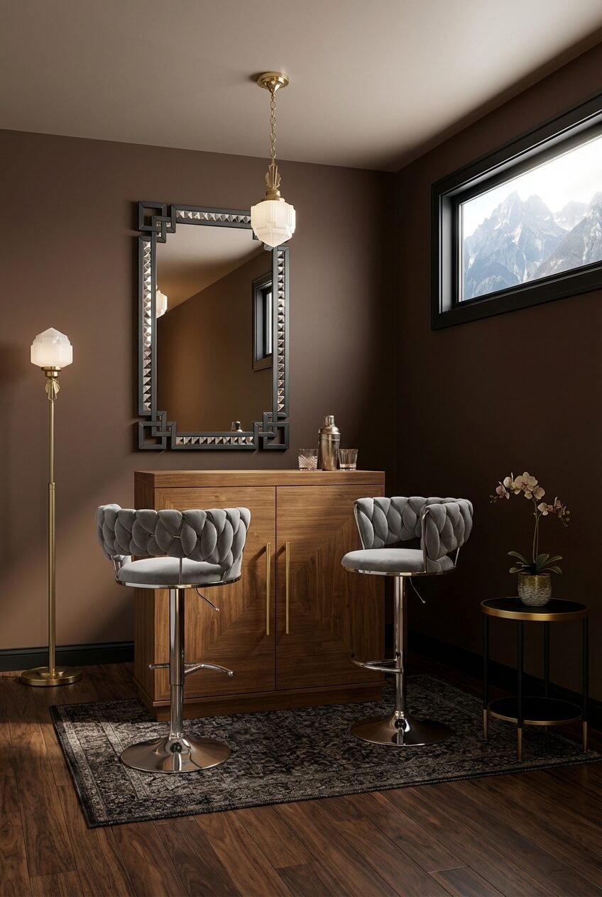 Sophisticated Basement Home Bar with Hidden Storage — Budget Version