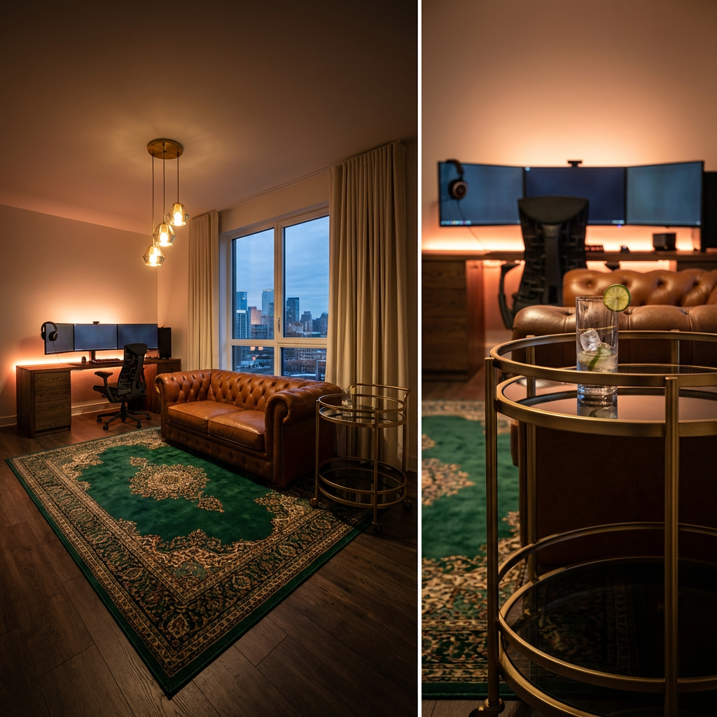 Luxury Gaming Suite with Integrated Bar Cart