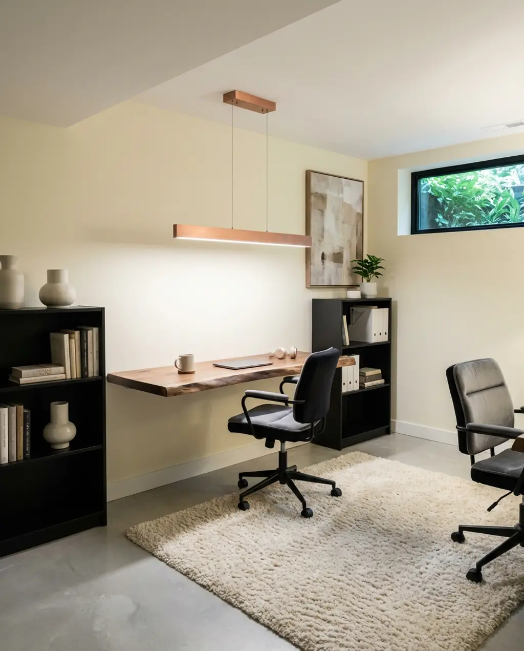 Split-Level Basement with Dedicated Home Office Zone — Budget Version