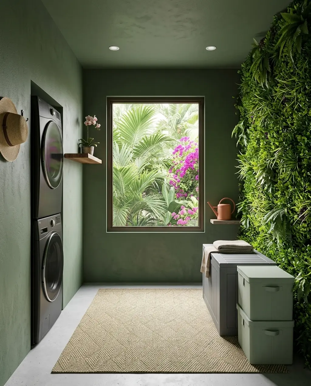 Vertical Garden Wall in Outdoor Laundry Area — Luxury Version