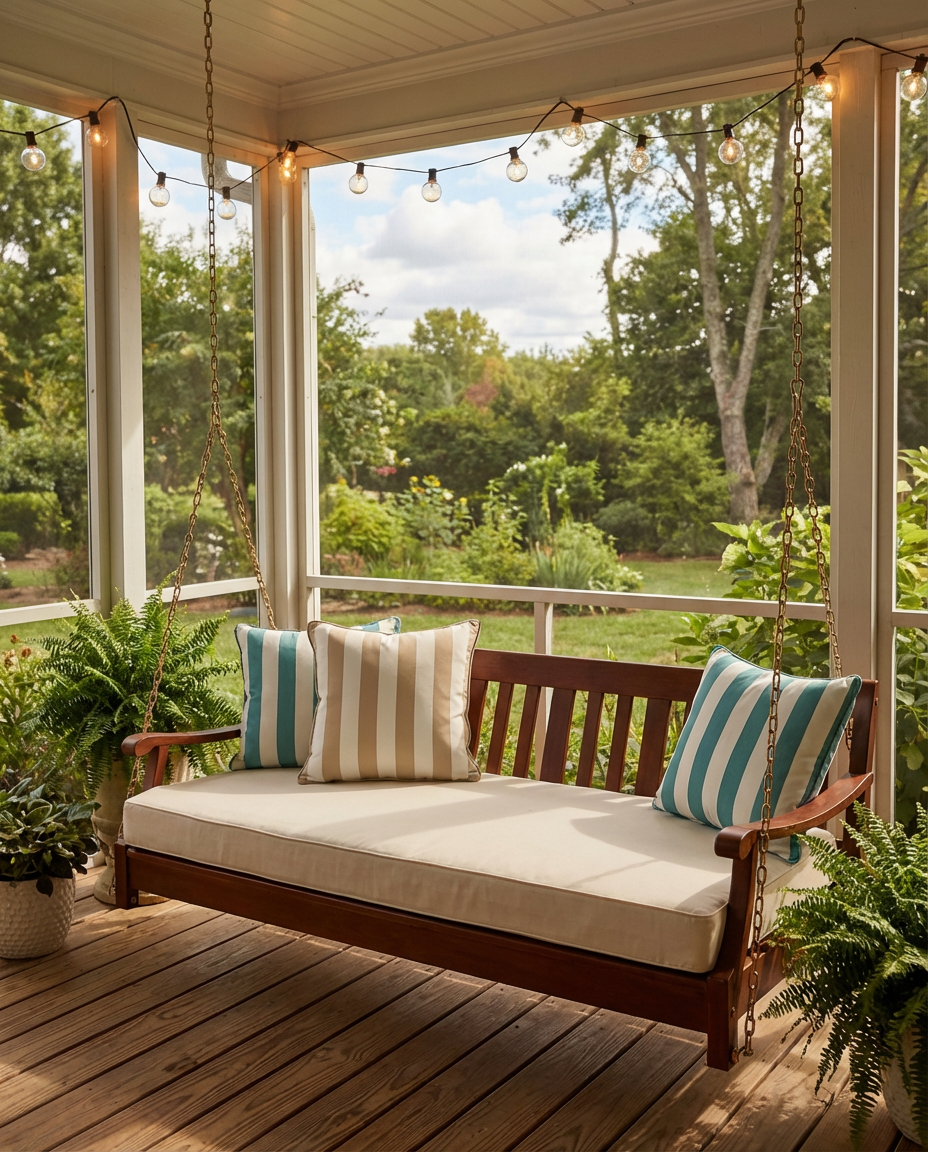 Cozy Screened Porch Oasis with Daybed Swing