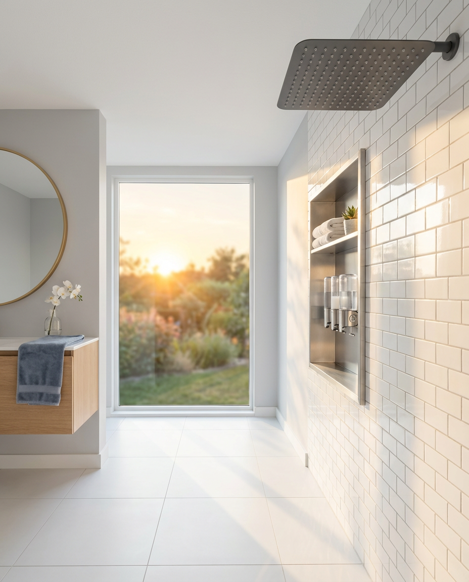 Vertical Shower Organization with Built-in Niches — Luxury Version