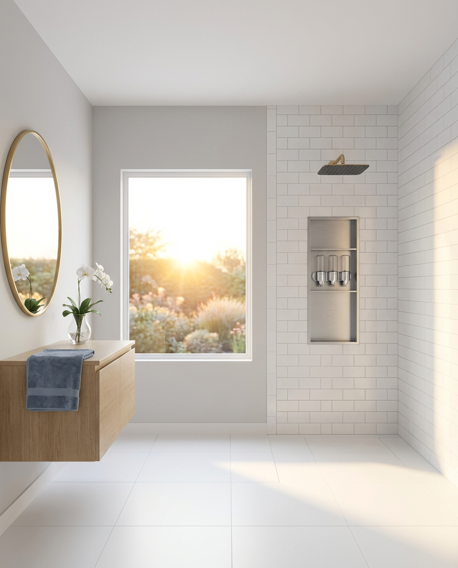Vertical Shower Organization with Built-in Niches — Budget Version