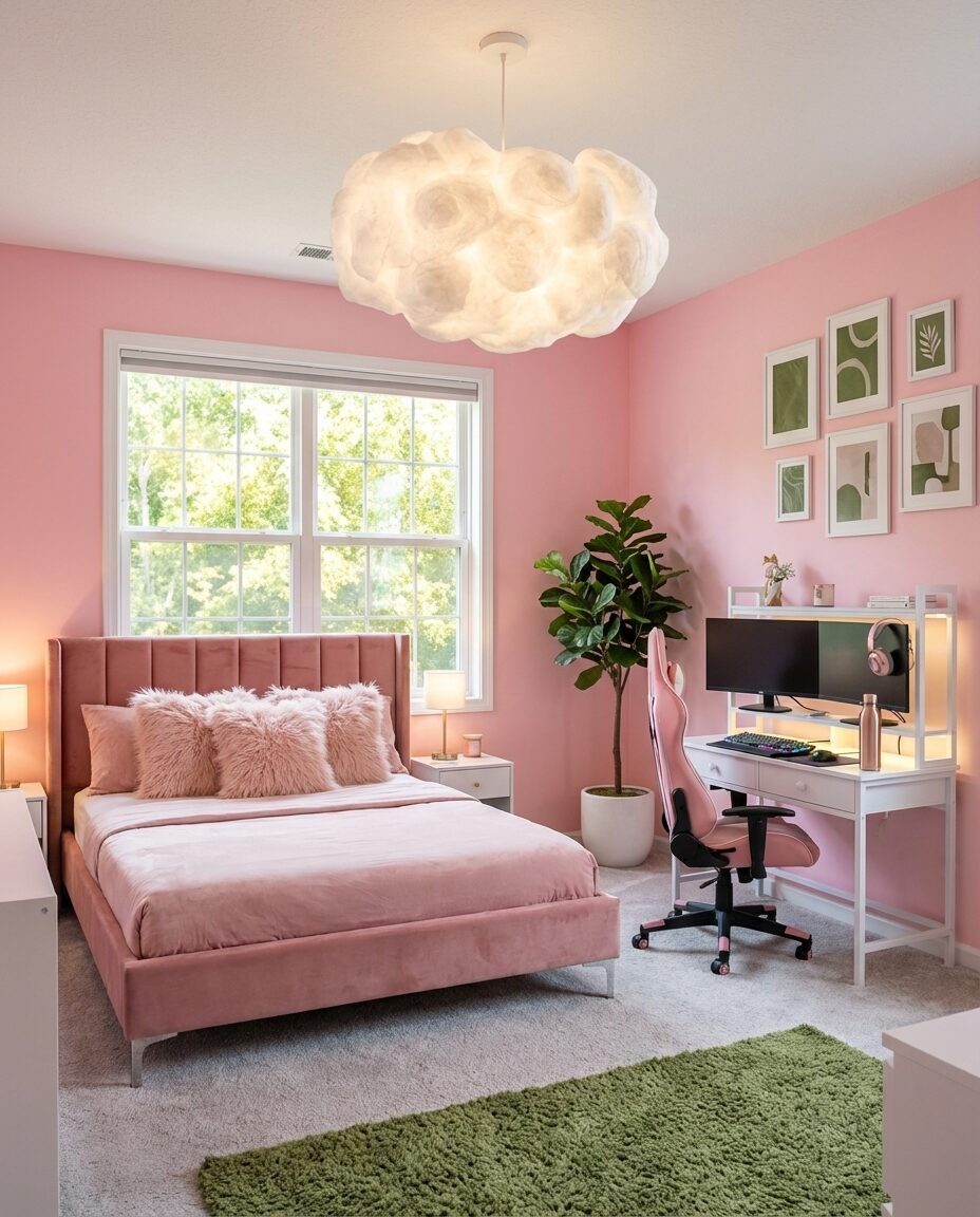 Pink Gamer Girl Bedroom Aesthetic with Cloud Lighting — Luxury Version