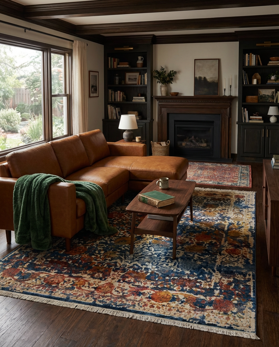 Rich Brown Leather Sectional Living Room — Luxury Version