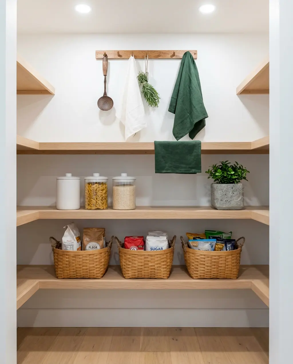 Scandinavian Pantry with Light Wood and Minimal Decor
