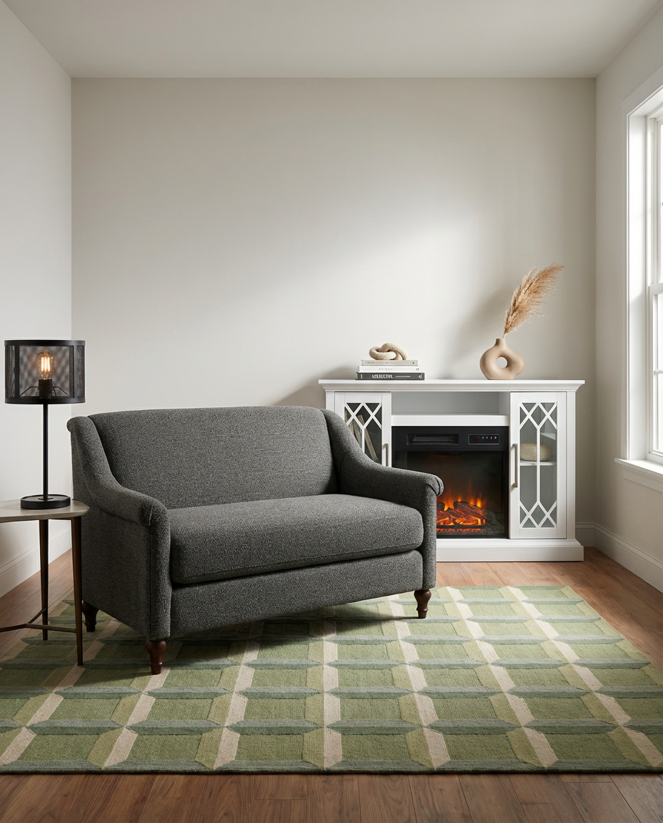 Modern Electric Fireplace in a Small Living Space