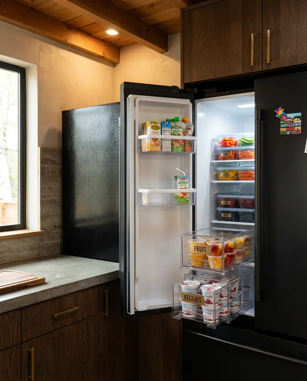 Double Door Fridge with a Designated Snack Zone