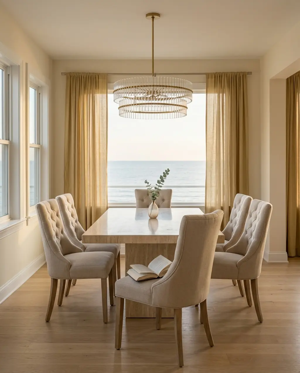 Transitional Dining Chairs with Tufted Upholstery