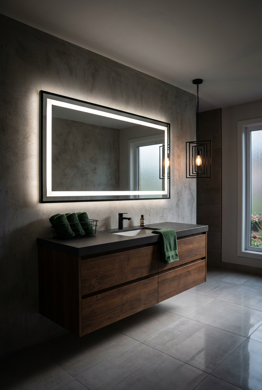 Modern Minimalist Bathroom with Integrated Smart Tech