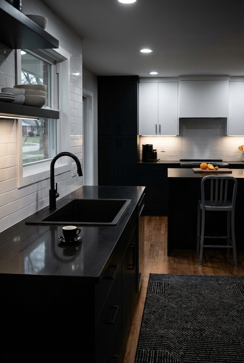 Modern Black and White Kitchen Contrast