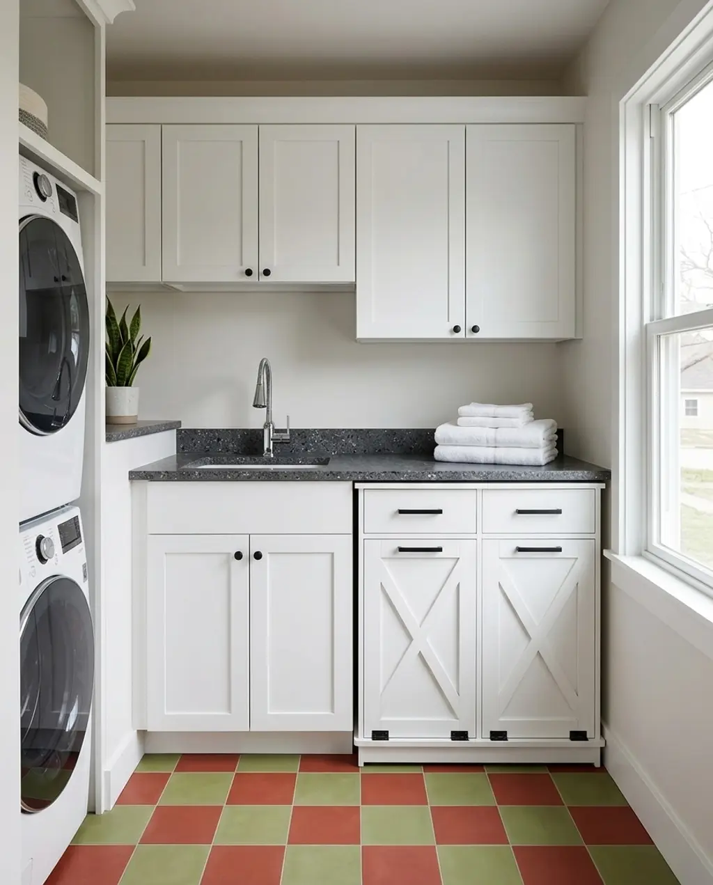 Integrated Sink & Countertop in Tiny Laundry Closet
