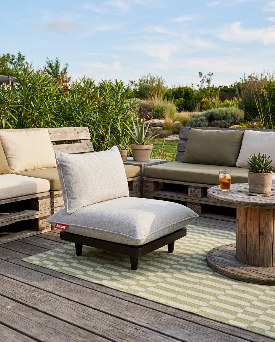 DIY Pallet Furniture Lounge Area with Outdoor Rug — Luxury Version