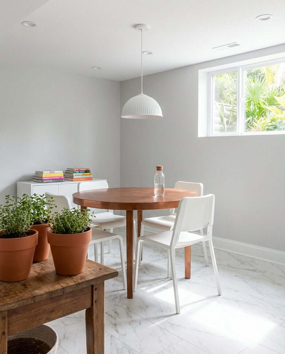 Cheap Basement Refresh: Paint, Peel-and-Stick Tile, & New Lighting