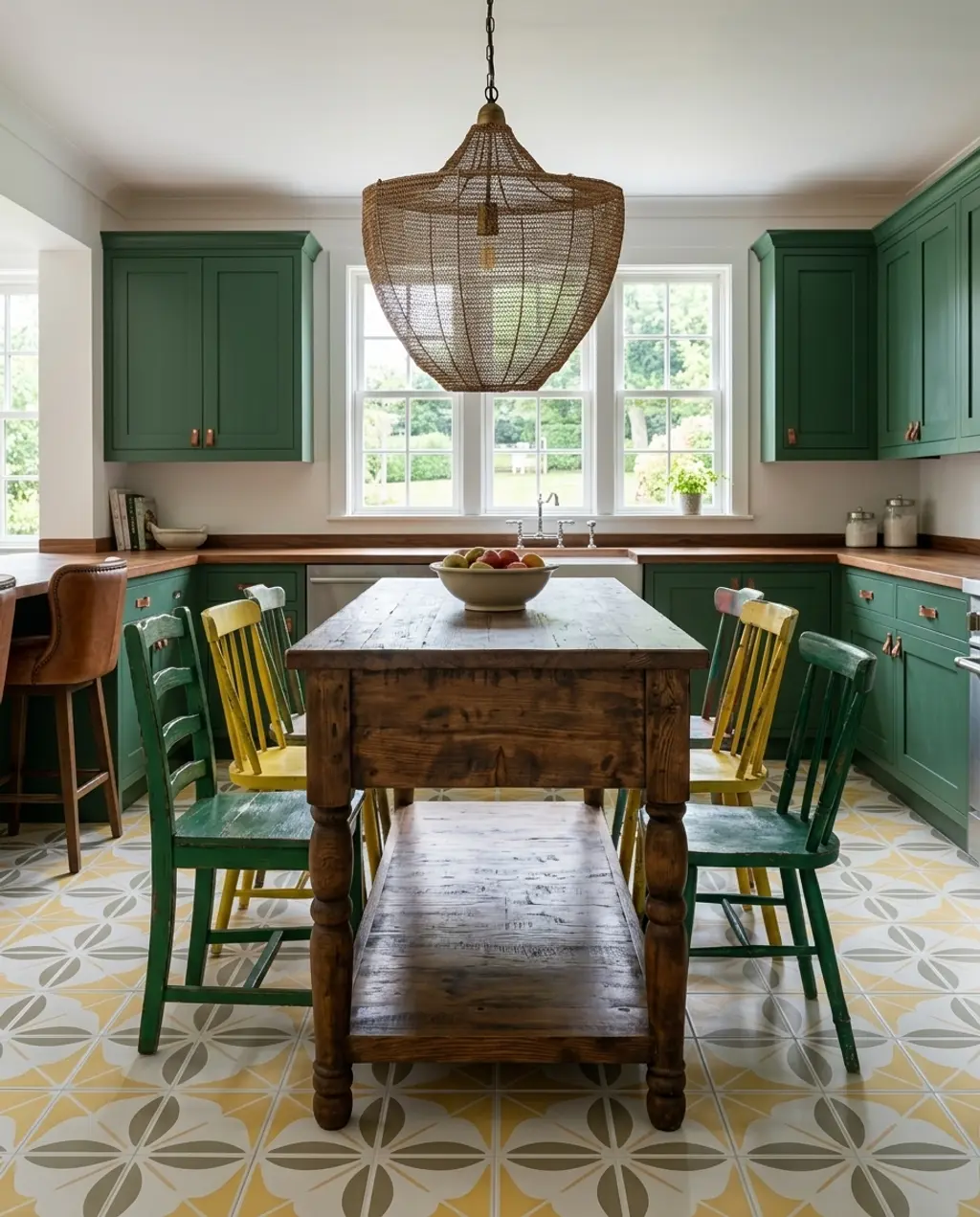 Eclectic Kitchen with Mixed Pattern Tile Zones