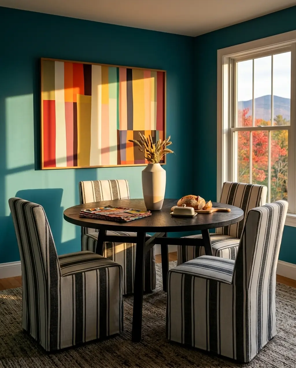 Bold Black and White Striped Dining Chairs