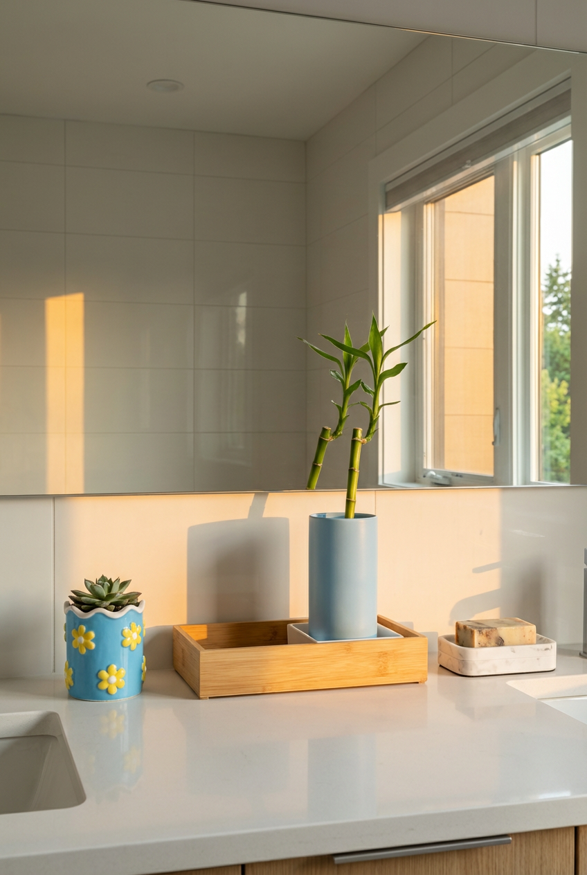 Zen Japanese Bathroom with Minimalist Countertop