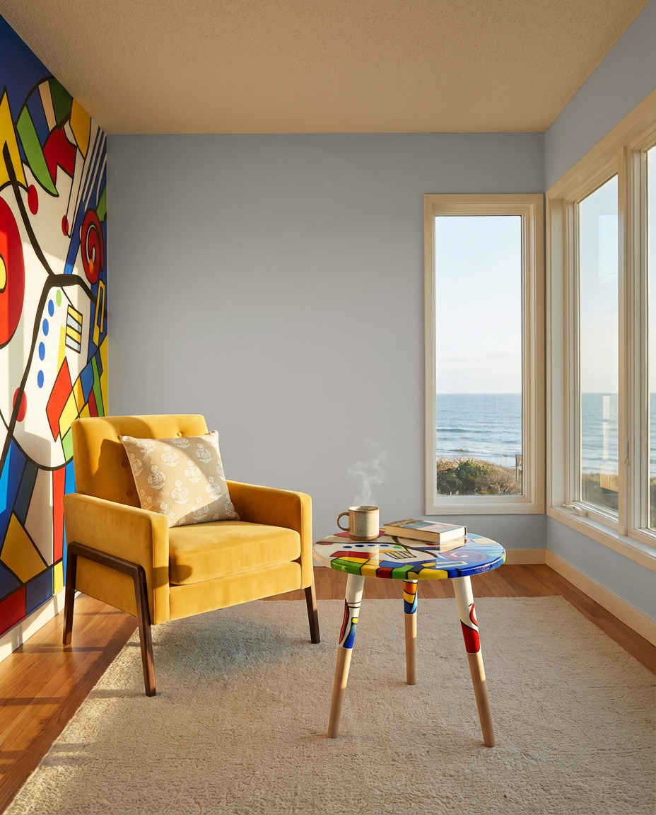 Bold Geometric Painted Accent Wall