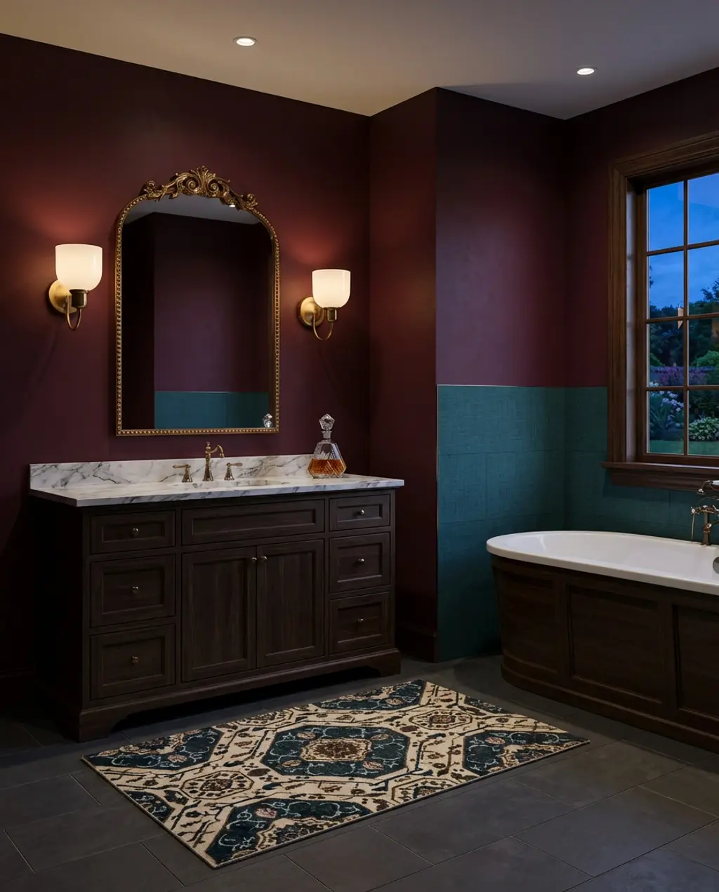 Rich Burgundy with Dark Wood for a Classic Look