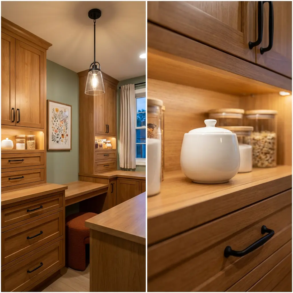 Traditional Pantry with Custom Wood Cabinets and Drawers