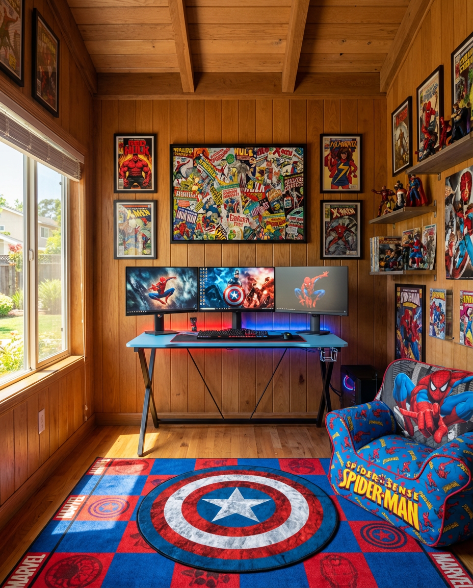 Gaming Room for Boys with Superhero Theme