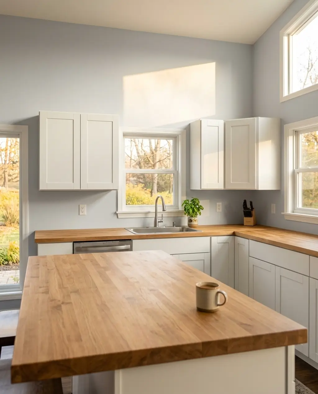Light and Bright Kitchen with Painted Gray Walls