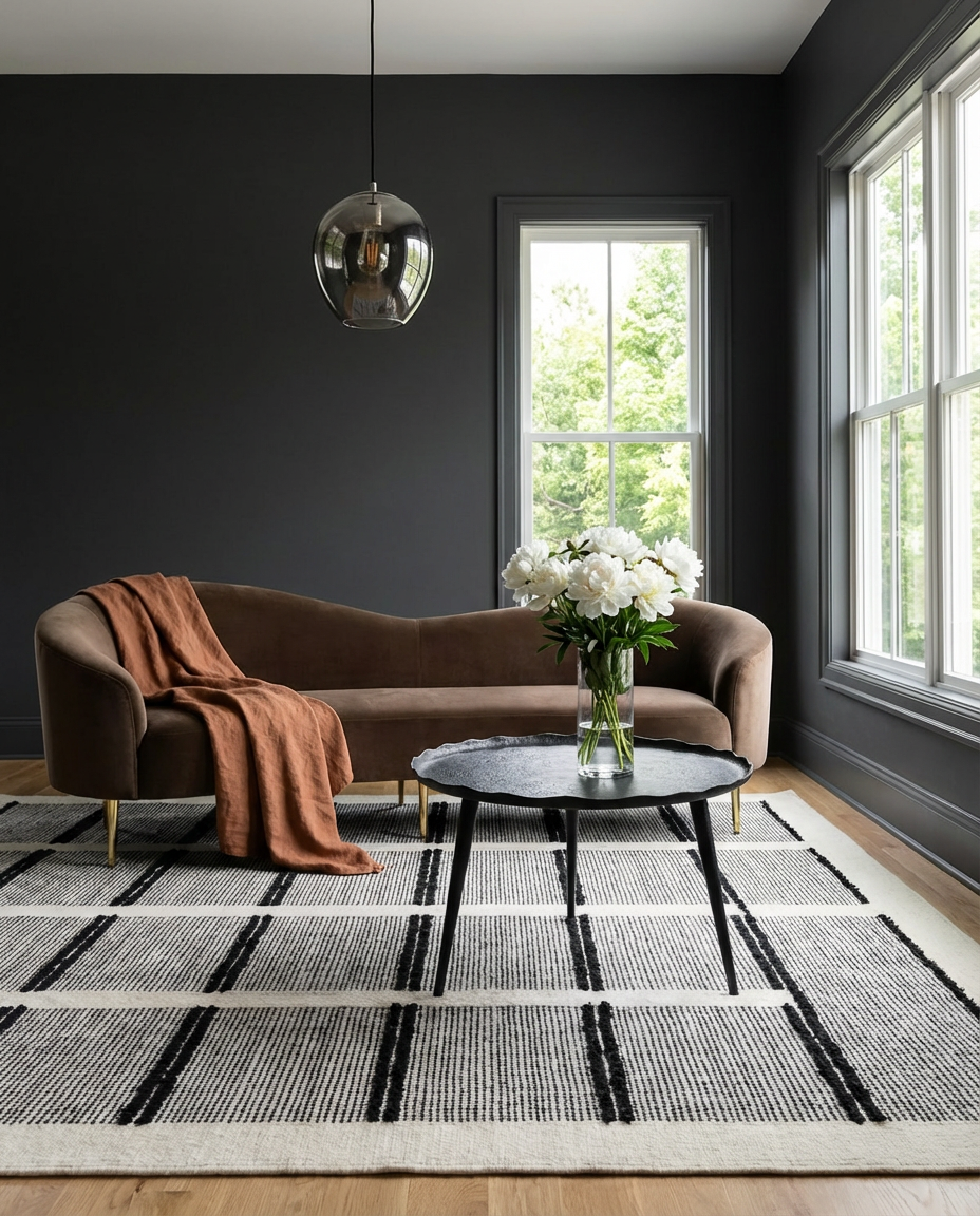 Sophisticated Brown and Black Living Room