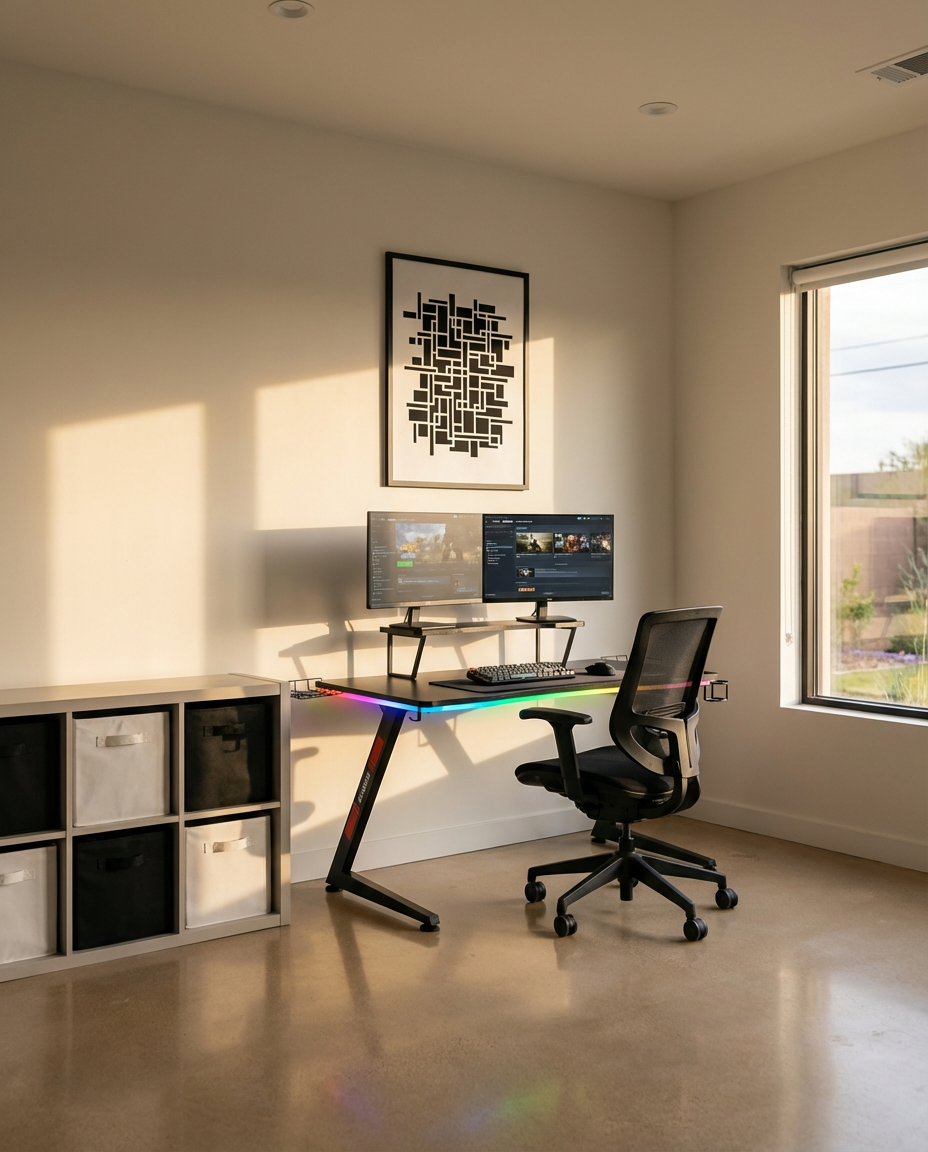 Minimalist Black and White Gaming Station