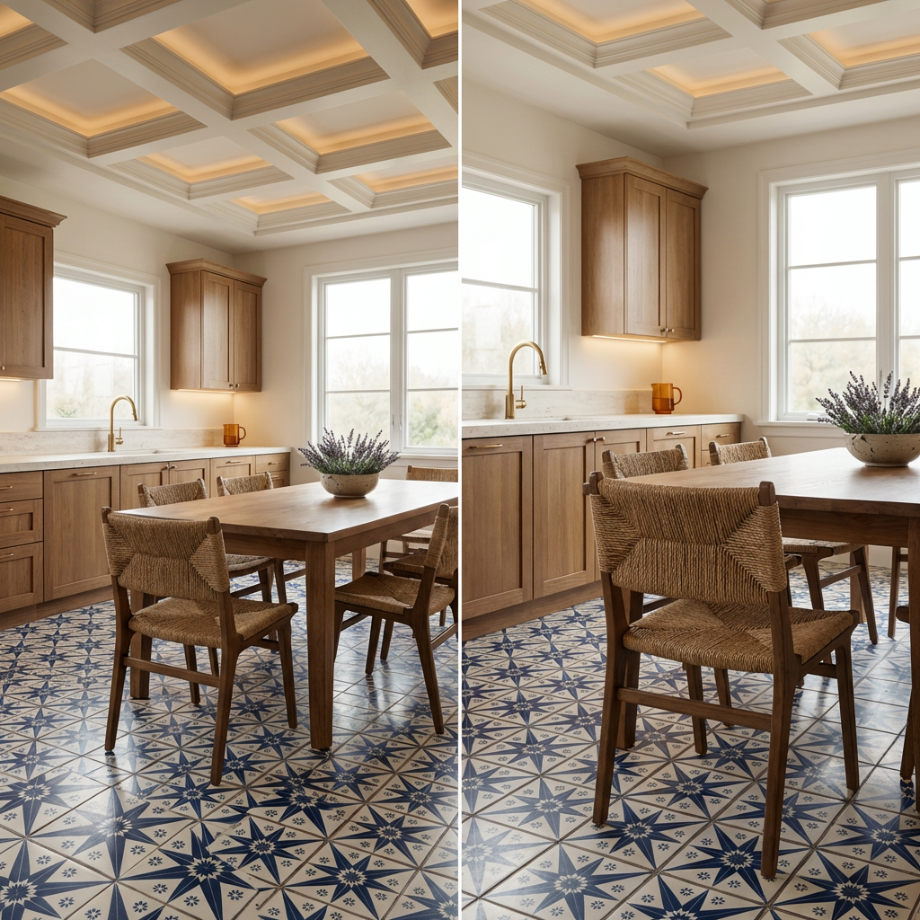 Global Inspired Kitchen with Moroccan Floor Tile