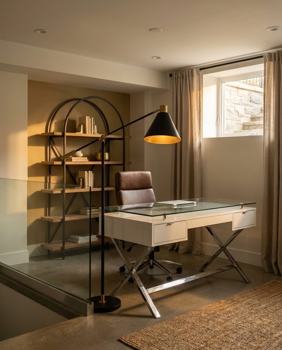 Split-Level Basement with Dedicated Home Office Zone
