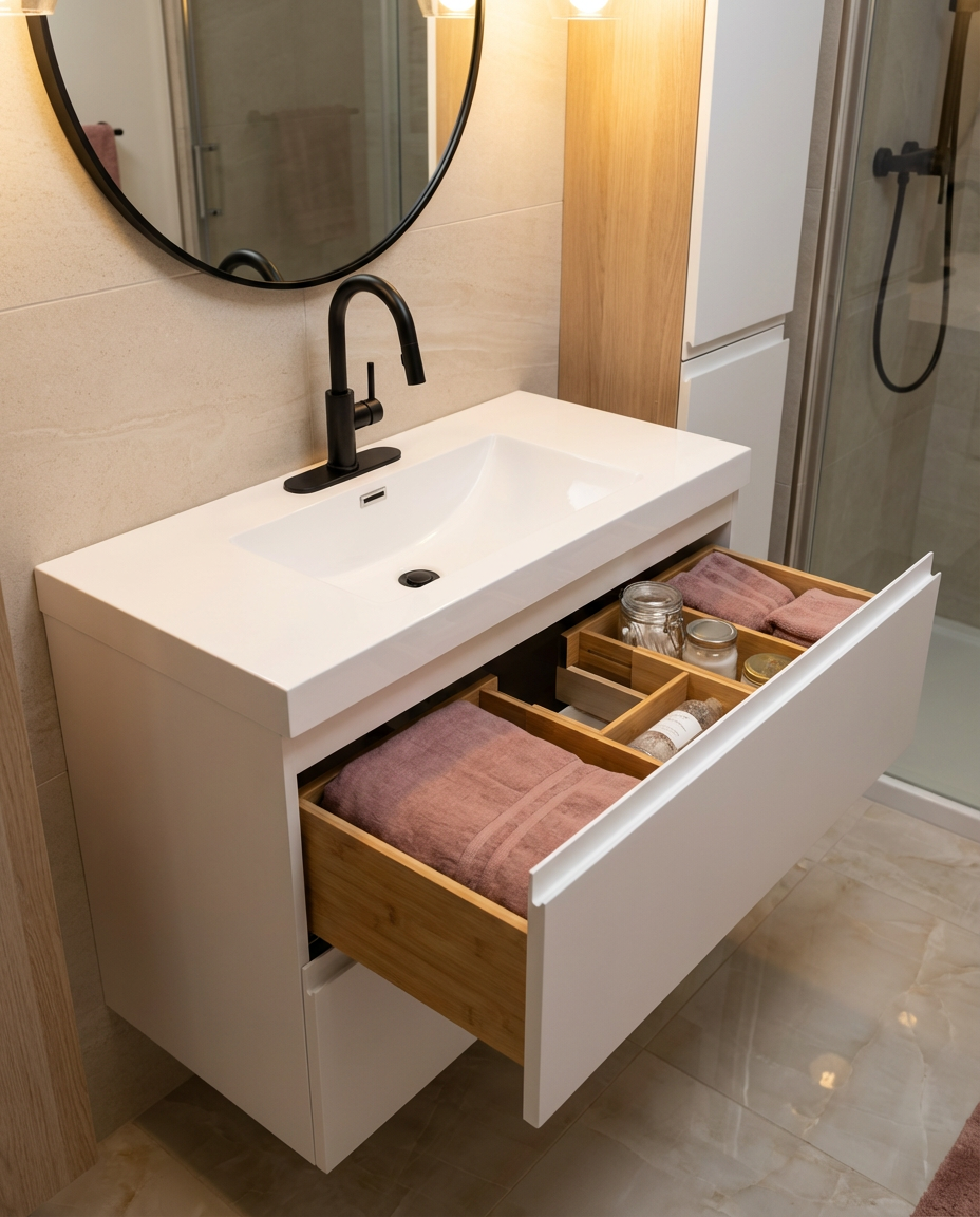Floating Vanity with Smart Drawer Dividers